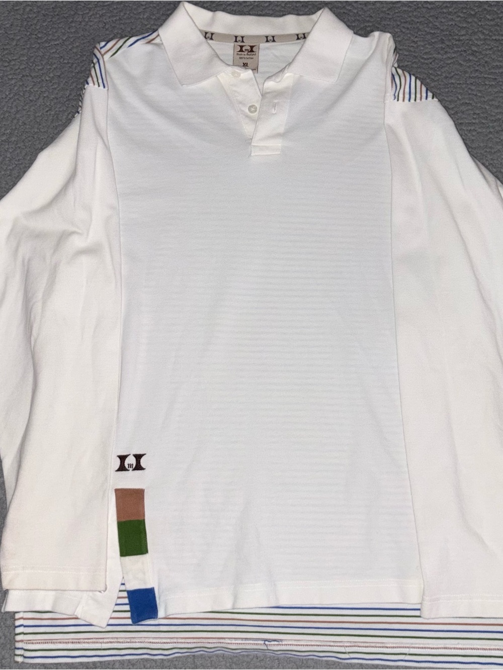 Men's White Long-Sleeve Polo Shirt - White